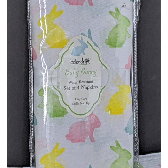 Easter Bunny Cloth Napkins and Placemats Pastels Set 4 Each NEW - Picture 3 of 3